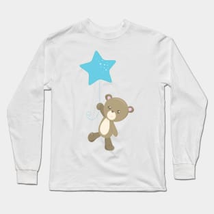 Cute Bear, Bear With Balloon, Little Bear, Star Long Sleeve T-Shirt